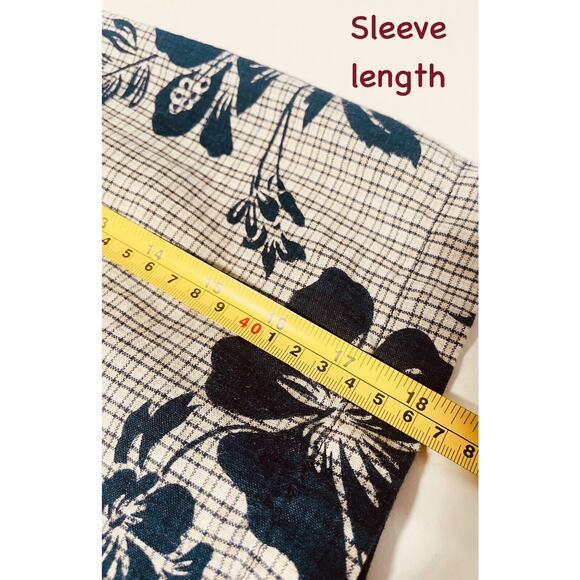 Bugle Boy Shirt Men's Medium Blue Gray Hawaiian Button Down Aloha Vintage - Picture 14 of 14